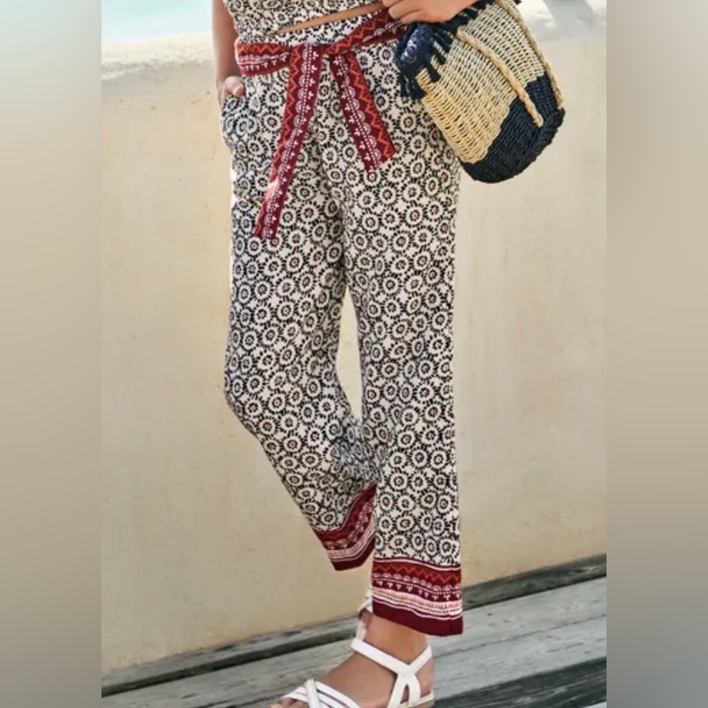 Mayoral Red and Black Patterned Wide Leg Pants